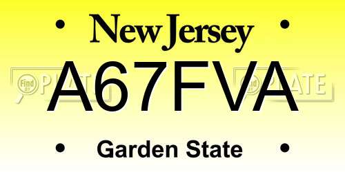 A67FVA New Jersey License Plate