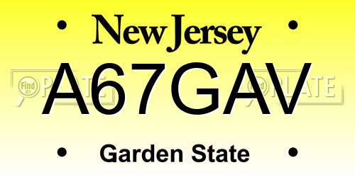 A67GAV New Jersey License Plate