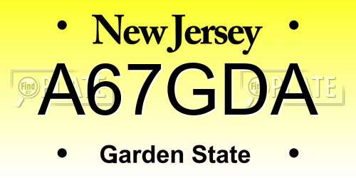A67GDA New Jersey License Plate