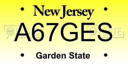 A67GES New Jersey License Plate