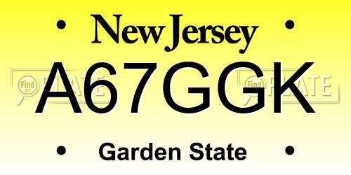 A67GGK New Jersey License Plate