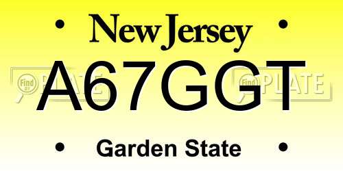 A67GGT New Jersey License Plate