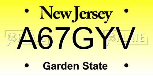 A67GYV New Jersey License Plate