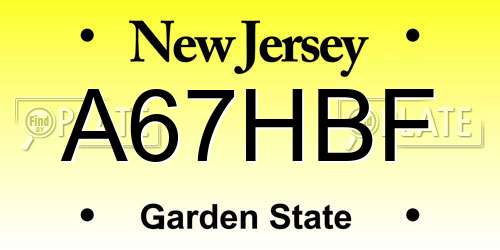 A67HBF New Jersey License Plate