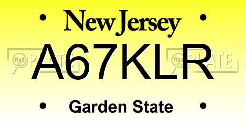 A67KLR New Jersey License Plate