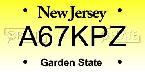 A67KPZ New Jersey License Plate