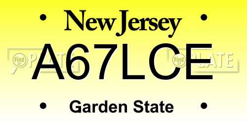 A67LCE New Jersey License Plate