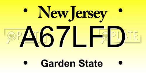 A67LFD New Jersey License Plate