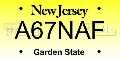A67NAF New Jersey License Plate