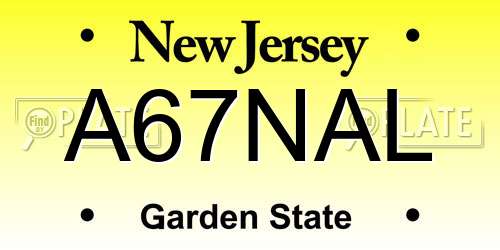 A67NAL New Jersey License Plate