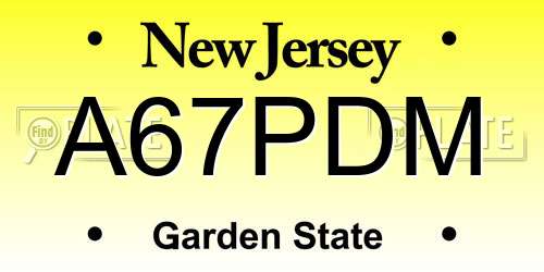 A67PDM New Jersey License Plate