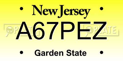 A67PEZ New Jersey License Plate