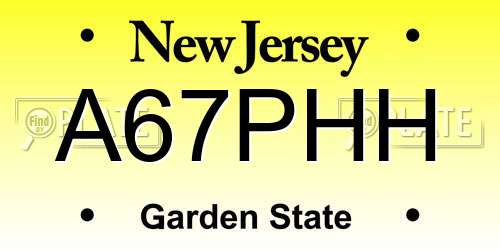 A67PHH New Jersey License Plate