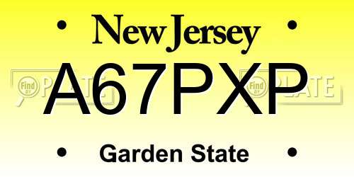 A67PXP New Jersey License Plate