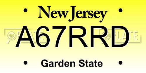 A67RRD New Jersey License Plate