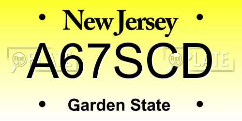 A67SCD New Jersey License Plate