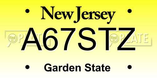 A67STZ New Jersey License Plate
