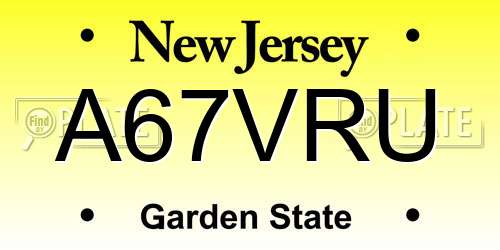 A67VRU New Jersey License Plate