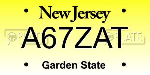 A67ZAT New Jersey License Plate