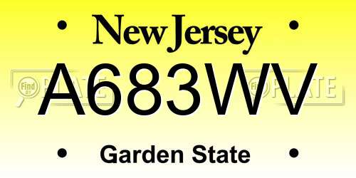 A683WV New Jersey License Plate