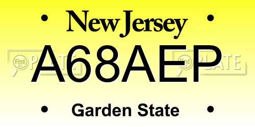 A68AEP New Jersey License Plate