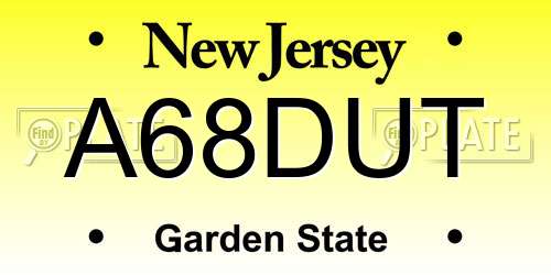 A68DUT New Jersey License Plate