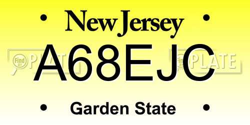 A68EJC New Jersey License Plate