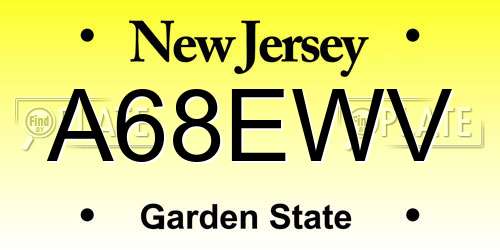 A68EWV New Jersey License Plate