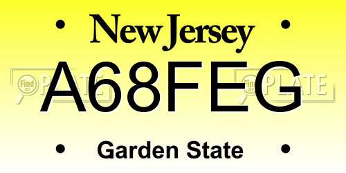 A68FEG New Jersey License Plate