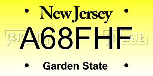 A68FHF New Jersey License Plate