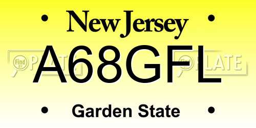 A68GFL New Jersey License Plate