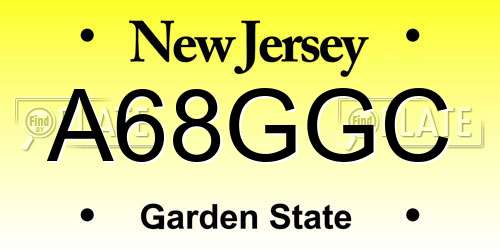 A68GGC New Jersey License Plate