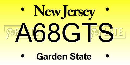 A68GTS New Jersey License Plate