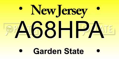 A68HPA New Jersey License Plate