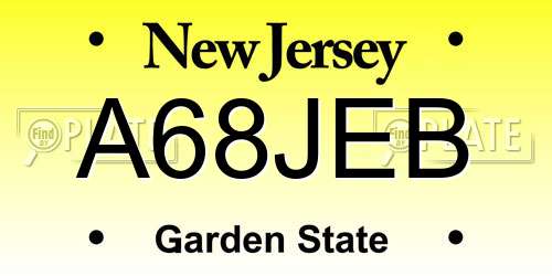 A68JEB New Jersey License Plate