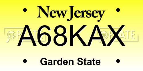 A68KAX New Jersey License Plate