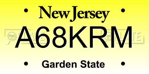A68KRM New Jersey License Plate