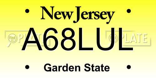 A68LUL New Jersey License Plate