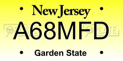 A68MFD New Jersey License Plate