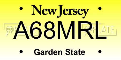 A68MRL New Jersey License Plate