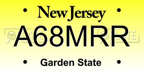 A68MRR New Jersey License Plate