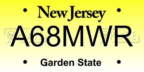 A68MWR New Jersey License Plate