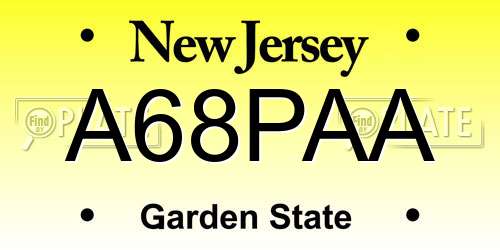 A68PAA New Jersey License Plate