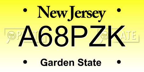 A68PZK New Jersey License Plate