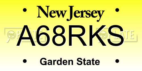 A68RKS New Jersey License Plate