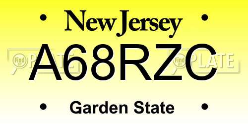 A68RZC New Jersey License Plate