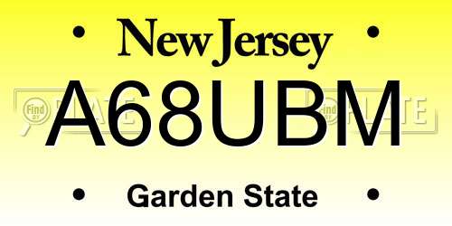 A68UBM New Jersey License Plate