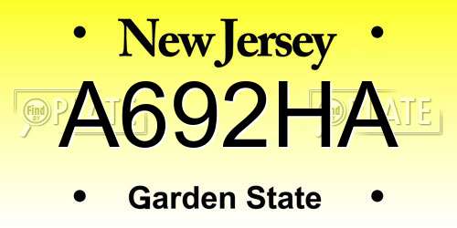 A692HA New Jersey License Plate