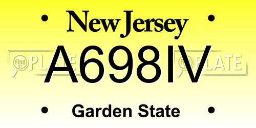 A698IV New Jersey License Plate