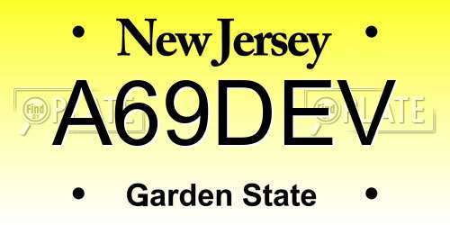 A69DEV New Jersey License Plate